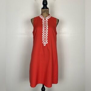 Pappagallo Women's Midi Dress Mock Neck Size 10 Color Orange Sleeveless